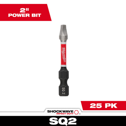 SHOCKWAVE Impact Duty 2" Square Recess #2 Power Bits (1 Pack)