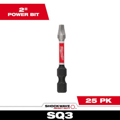 SHOCKWAVE Impact Duty 2" Square Recess #3 Power Bits (1 Pack)