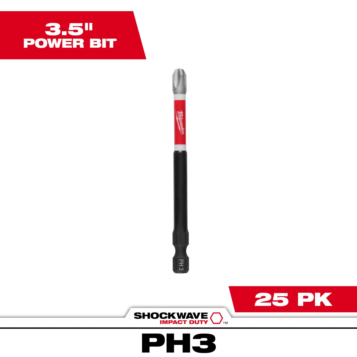 SHOCKWAVE Impact Duty 3-1/2” Phillips #3 Power Bits (1 Pack)