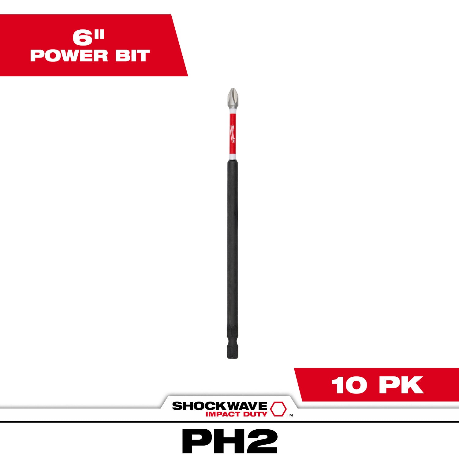 SHOCKWAVE Impact Duty 6" Phillips #2 Power Bits - 1 Pack