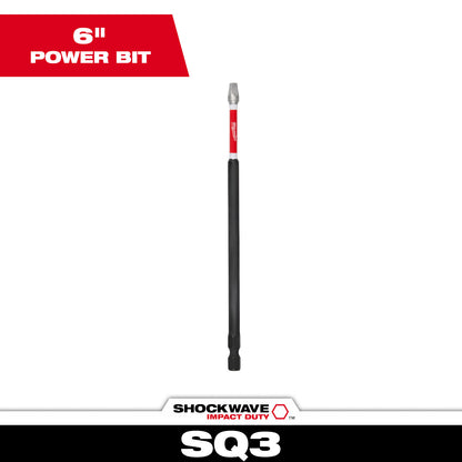 SHOCKWAVE 6” Impact Square Recess #3 Power Bit