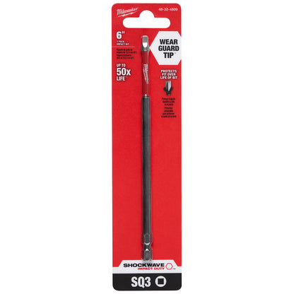 SHOCKWAVE 6” Impact Square Recess #3 Power Bit