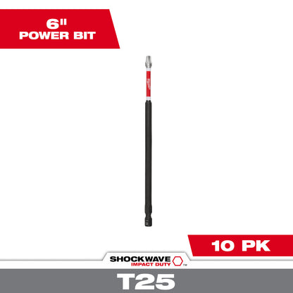 SHOCKWAVE Impact Duty 6" TORX T25 Power Bits - 1 Pack
