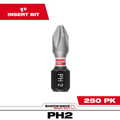 SHOCKWAVE 1" Impact Duty Phillips #2 Insert Bit (1 Pack)