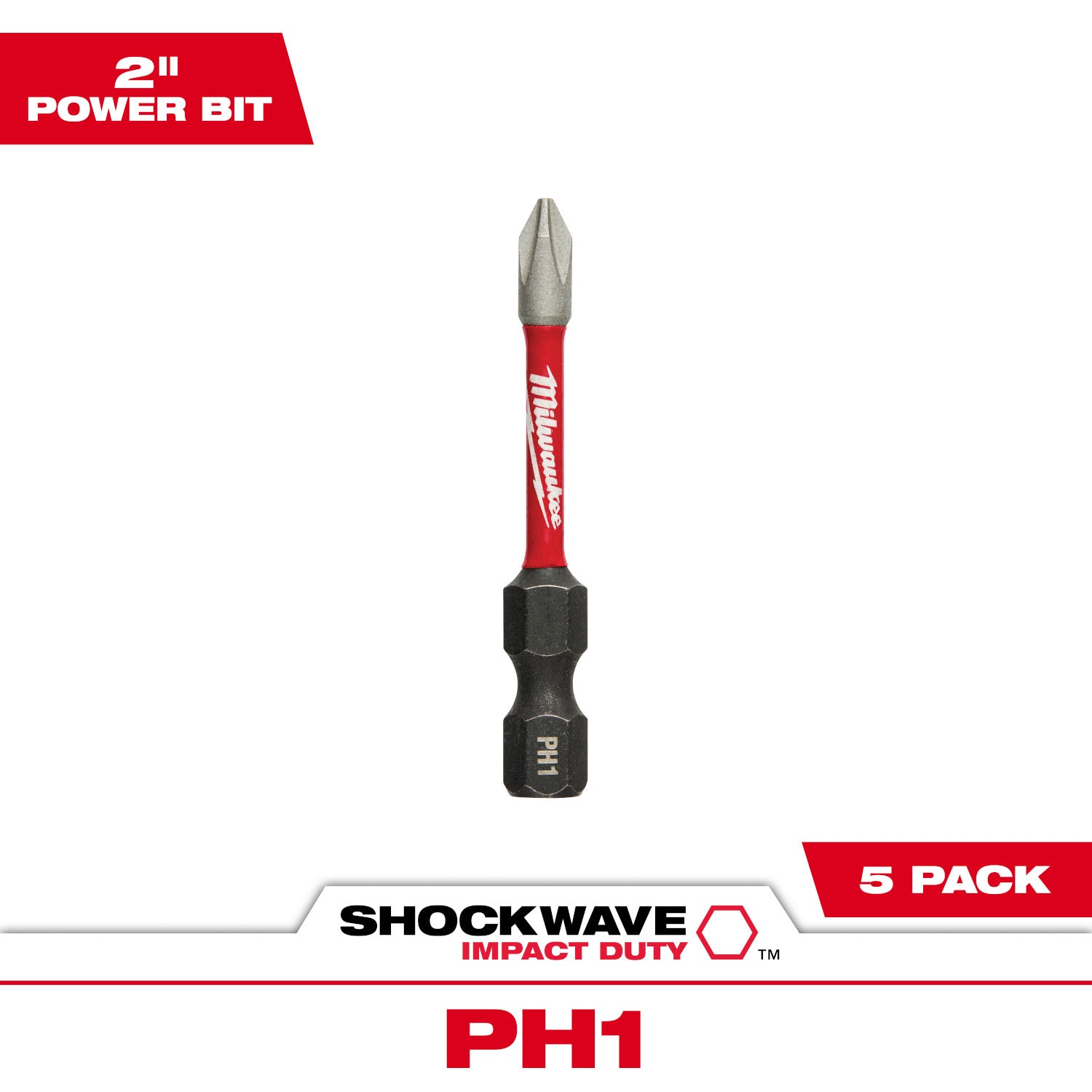 SHOCKWAVE Impact Duty 2" Phillips #1 Power Bits  - 10 Pack