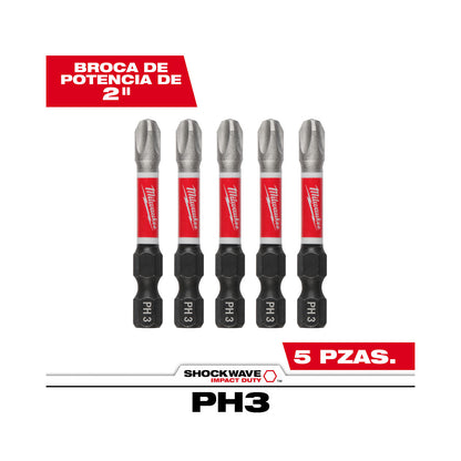 SHOCKWAVE Impact Duty 2" Phillips #3 Power Bits  - 10 Pack