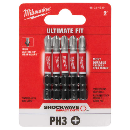 SHOCKWAVE Impact Duty 2" Phillips #3 Power Bits  - 10 Pack