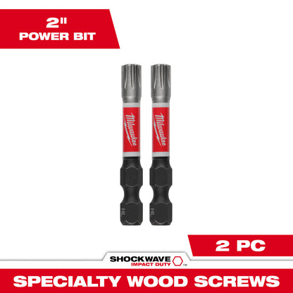 SHOCKWAVE Impact Duty 2" Specialty Wood Screws Power Bits 2 Pack