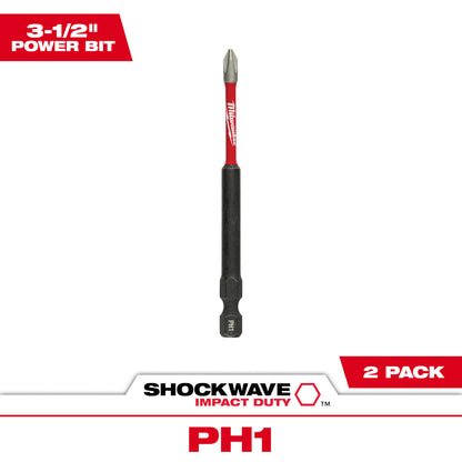 SHOCKWAVE Impact Duty 3-1/2" PH1 Bit 2 Pack