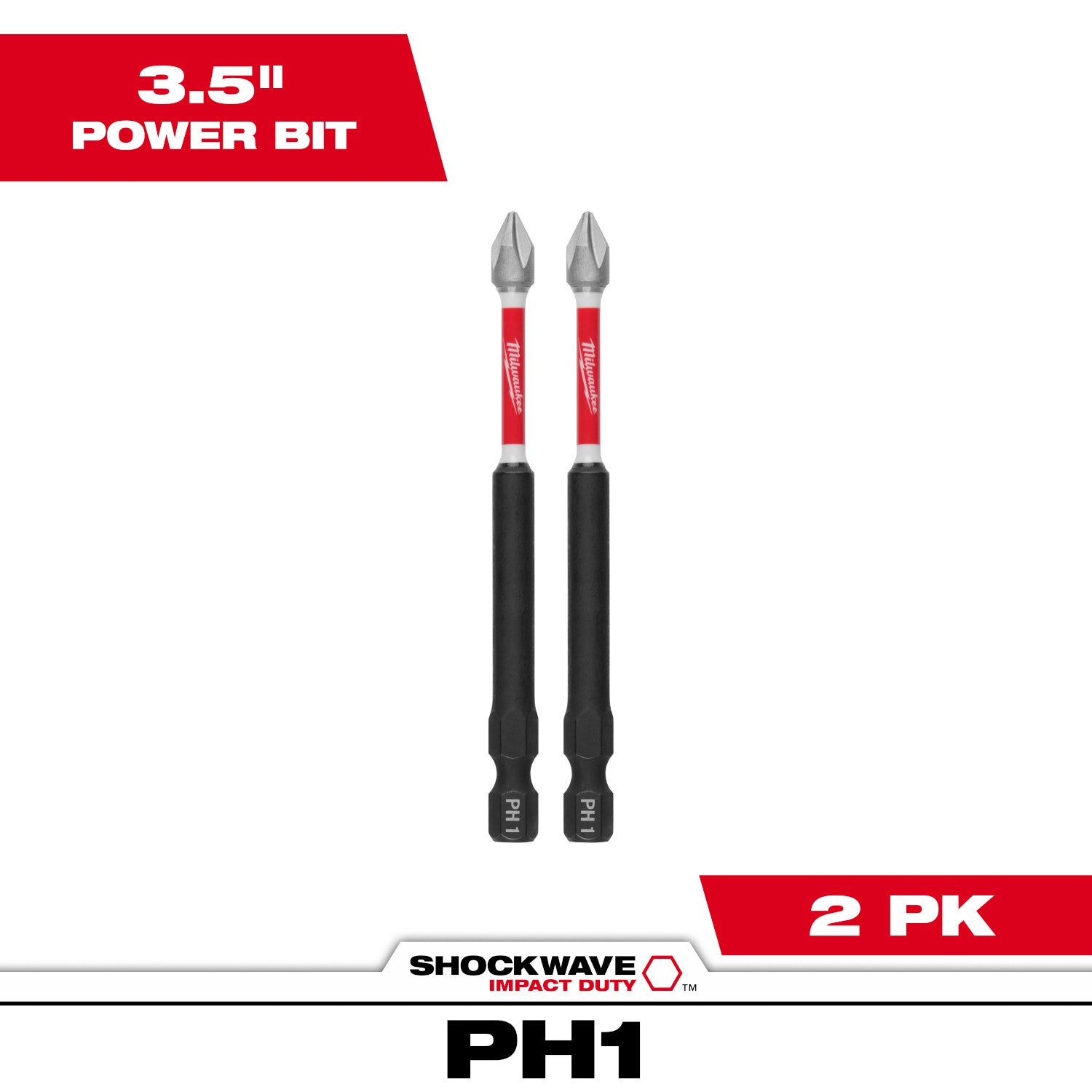 SHOCKWAVE Impact Duty 3-1/2" PH1 Bit 2 Pack