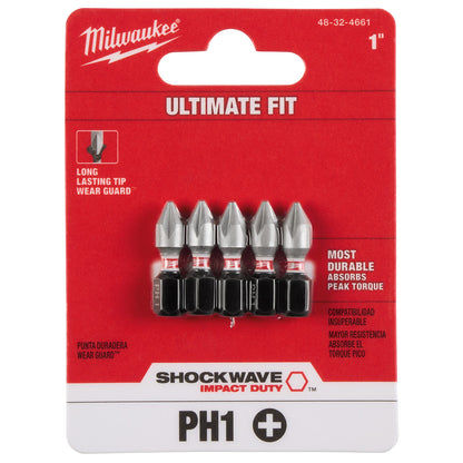 SHOCKWAVE Impact Duty 1" Phillips #1 Insert Bits - 10 Pack