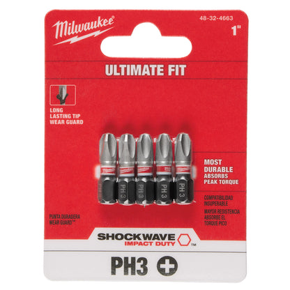 SHOCKWAVE Impact Duty 1" Phillips #3 Insert Bits - 1 Pack