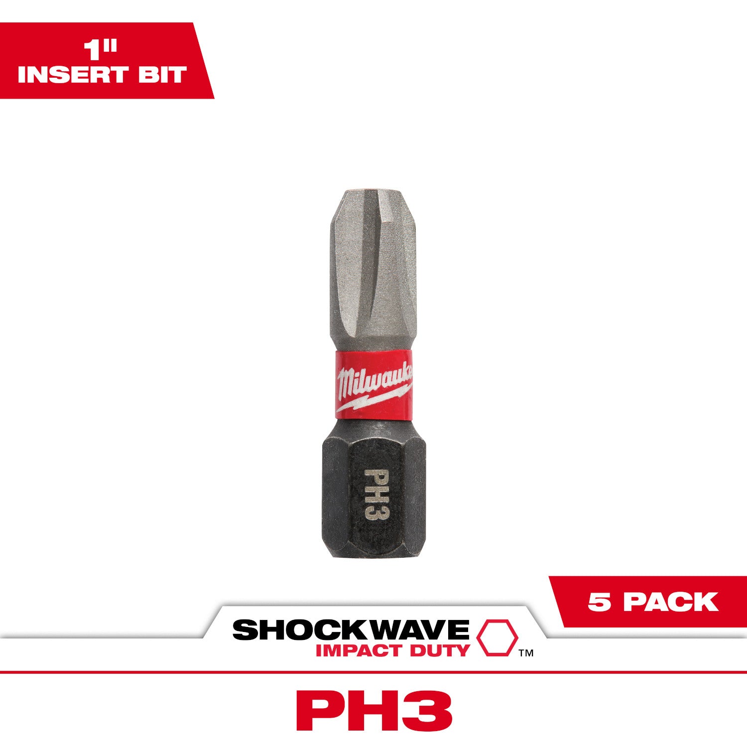 SHOCKWAVE Impact Duty 1" Phillips #3 Insert Bits - 1 Pack