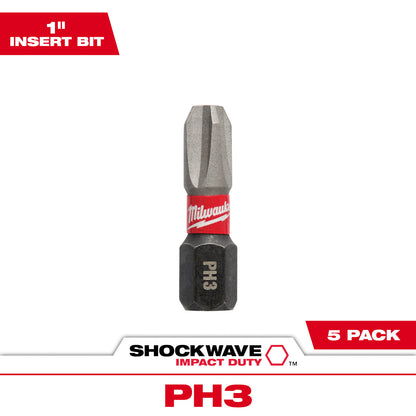 SHOCKWAVE Impact Duty 1" Phillips #3 Insert Bits - 1 Pack