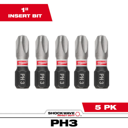 SHOCKWAVE Impact Duty 1" Phillips #3 Insert Bits - 1 Pack