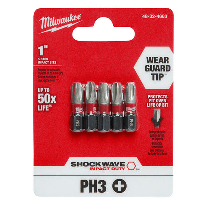 SHOCKWAVE Impact Duty 1" Phillips #3 Insert Bits - 1 Pack