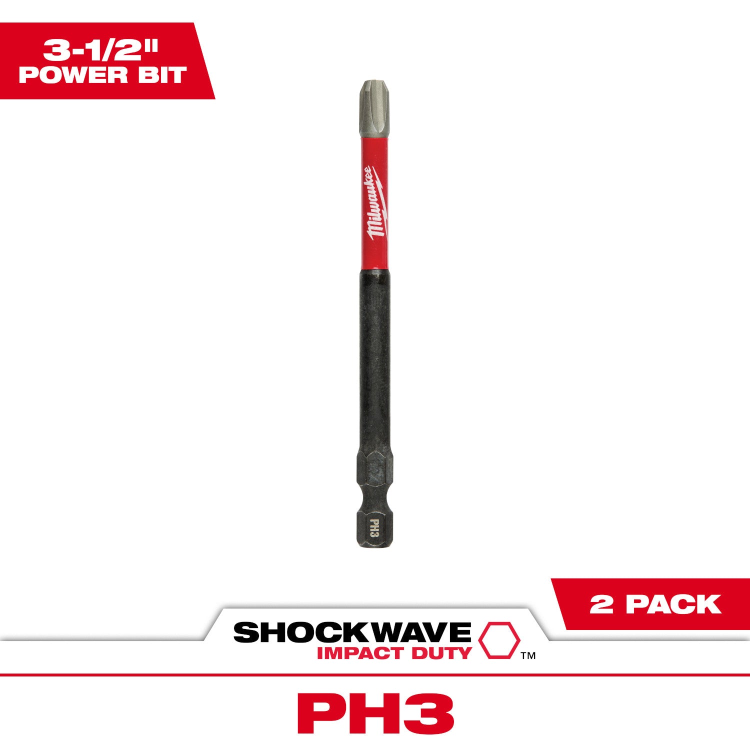 SHOCKWAVE Impact Duty 3-1/2" PH3 Bit 2 Pack