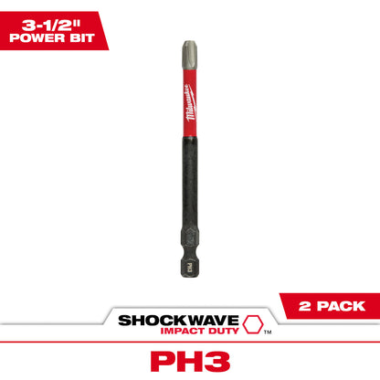 SHOCKWAVE Impact Duty 3-1/2" PH3 Bit 2 Pack