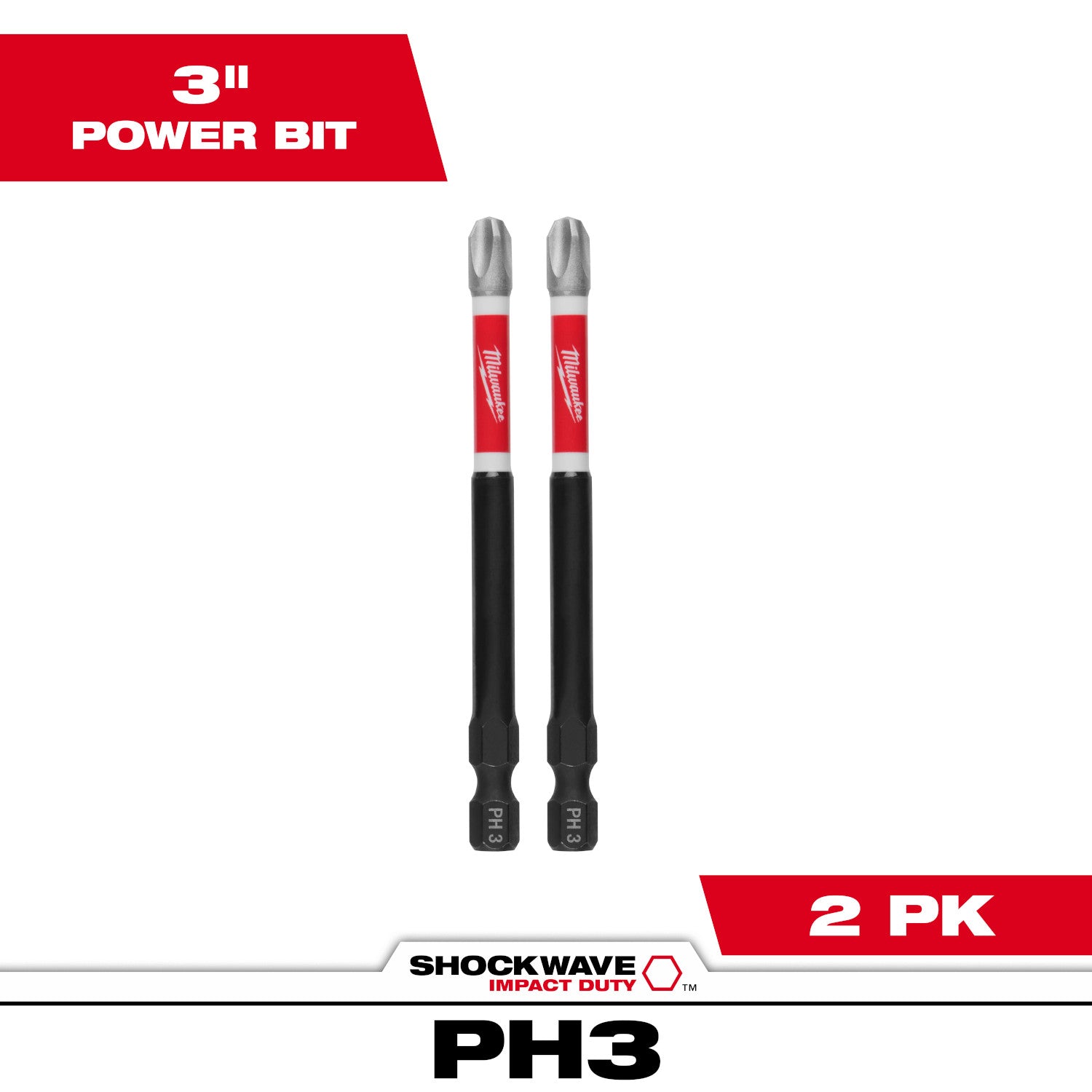 SHOCKWAVE Impact Duty 3-1/2" PH3 Bit 2 Pack