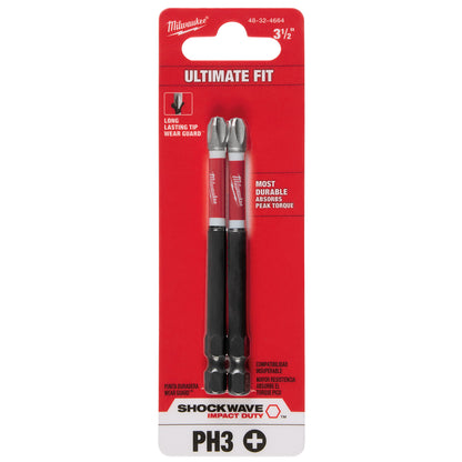 SHOCKWAVE Impact Duty 3-1/2" PH3 Bit 2 Pack