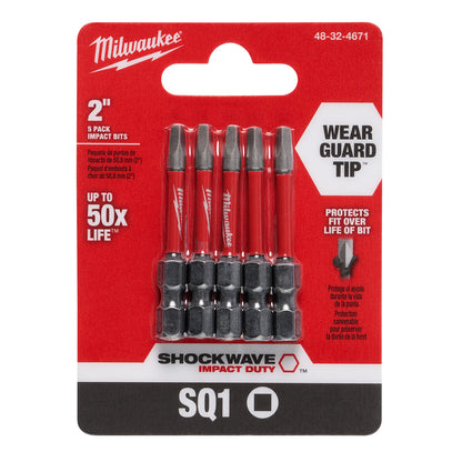 SHOCKWAVE Impact Duty 2" Square Recess #1 Power Bits - 1 Pack