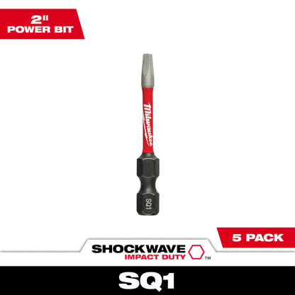 SHOCKWAVE Impact Duty 2" Square Recess #1 Power Bits - 1 Pack