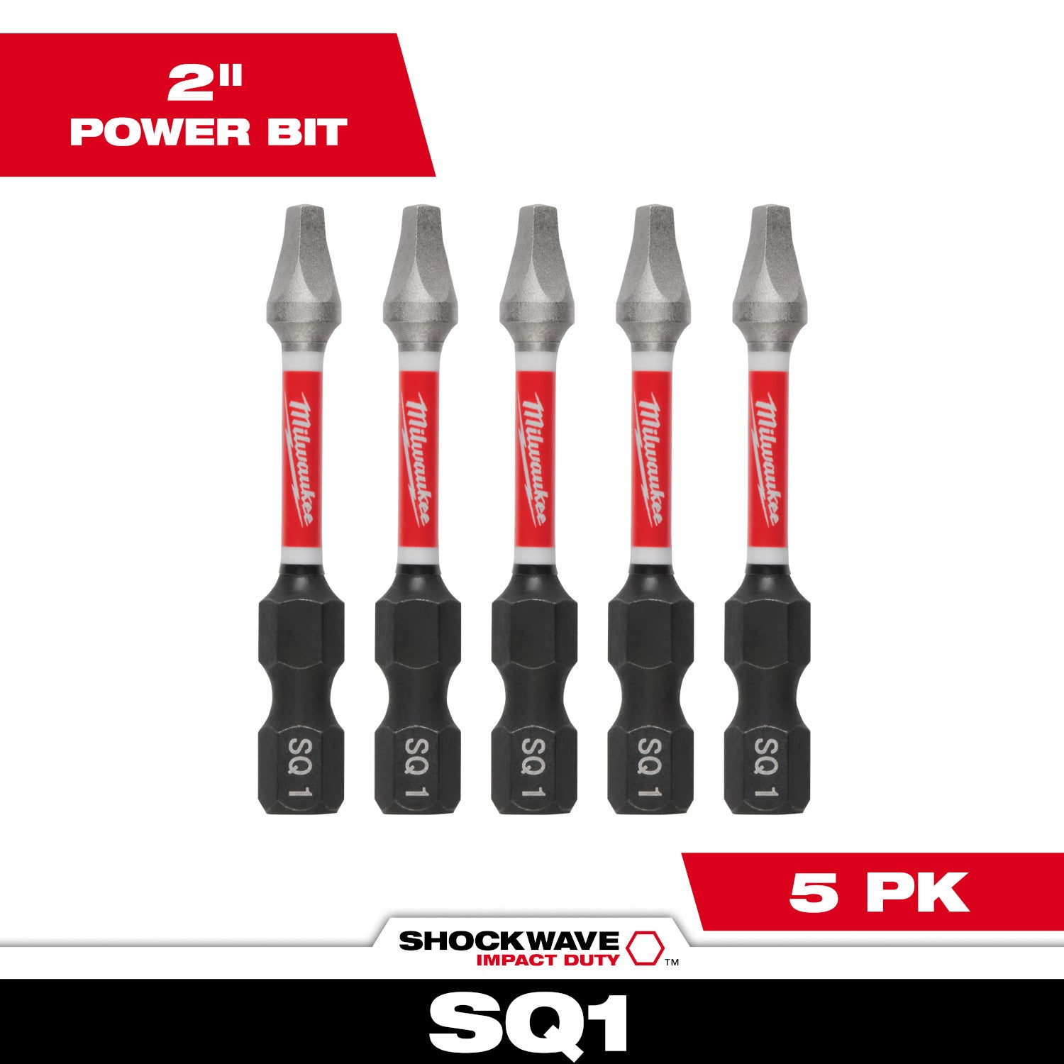 SHOCKWAVE Impact Duty 2" Square Recess #1 Power Bits - 1 Pack