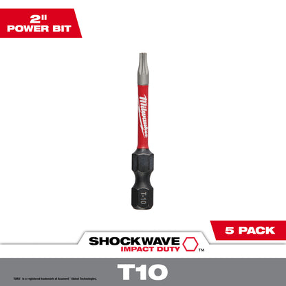 SHOCKWAVE Impact Duty 2" TORX T10 Power Bits - 1 Pack
