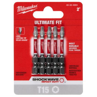 SHOCKWAVE Impact Duty 2" TORX T15 Power Bits - 1 Pack