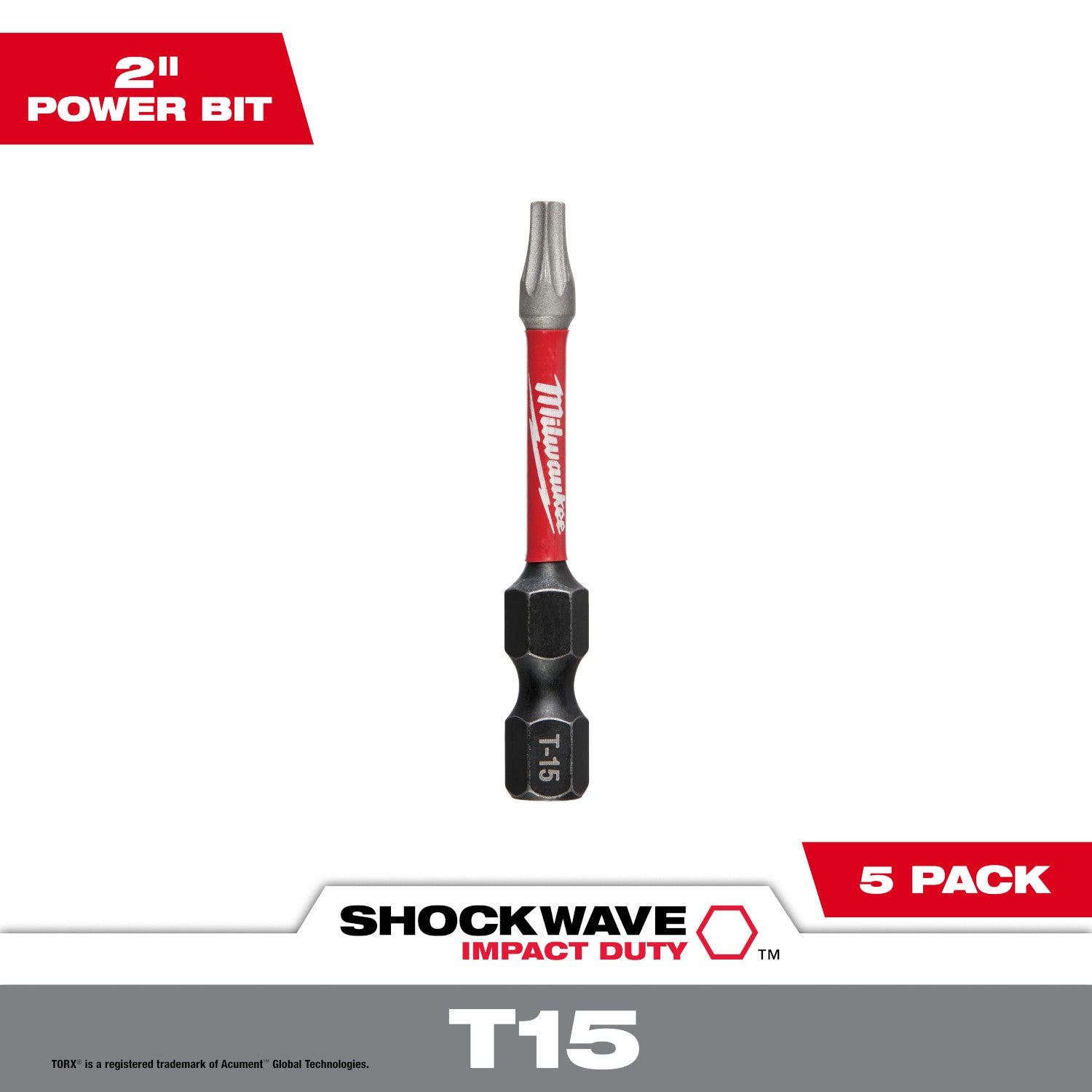 SHOCKWAVE Impact Duty 2" TORX T15 Power Bits - 1 Pack