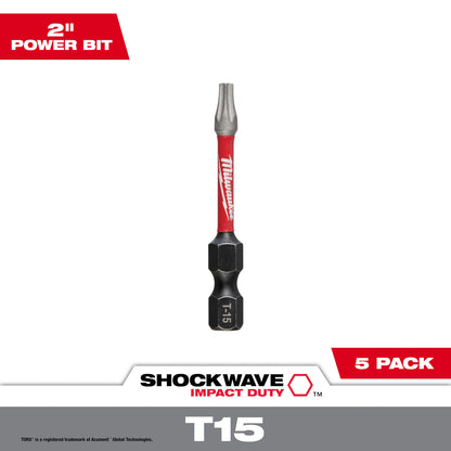 SHOCKWAVE Impact Duty 2" TORX T15 Power Bits - 1 Pack