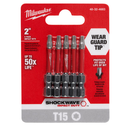 SHOCKWAVE Impact Duty 2" TORX T15 Power Bits - 1 Pack