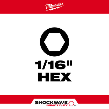SHOCKWAVE Impact Duty 1" Hex 1/16" Insert Bits (1 Pack)