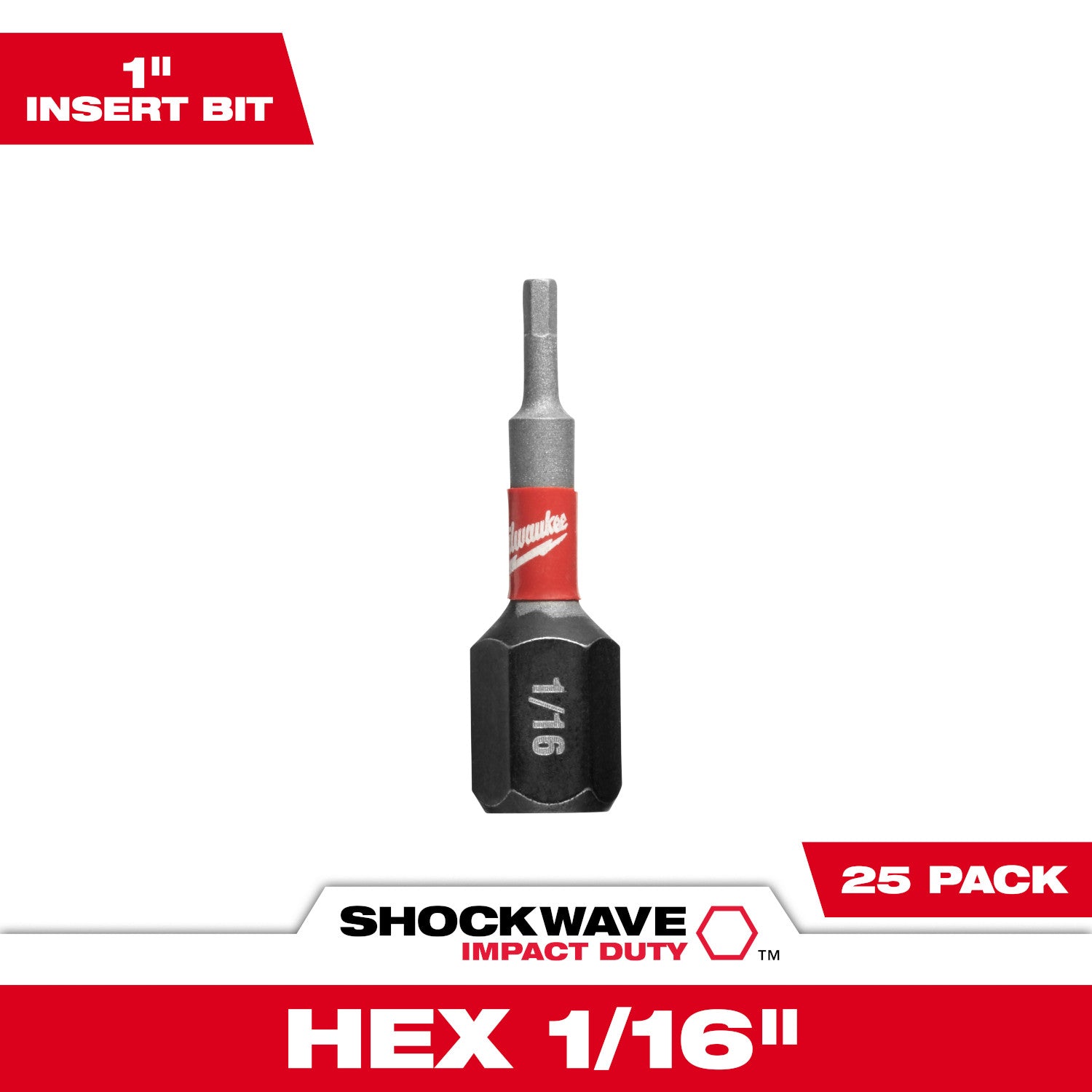 SHOCKWAVE Impact Duty 1" Hex 1/16" Insert Bits (1 Pack)