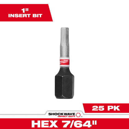 SHOCKWAVE Impact Duty 1" Hex 7/64" Insert Bits (1 Pack)