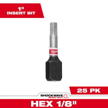 SHOCKWAVE Impact Duty 1" Hex 1/8" Insert Bits (1 Pack)