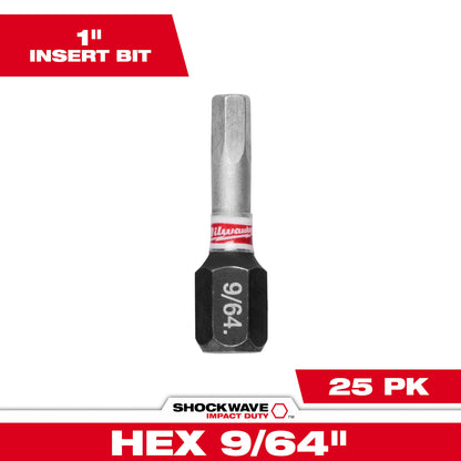 SHOCKWAVE Impact Duty 1" Hex 9/64" Insert Bits (1 Pack)