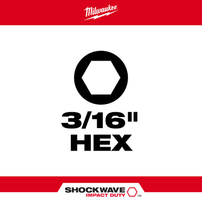 SHOCKWAVE Impact Duty 1" Hex 3/16" Insert Bits Bulk 25