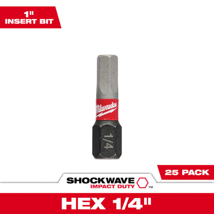 SHOCKWAVE Impact Duty 1" Hex 1/4" Insert Bits (1 Pack)