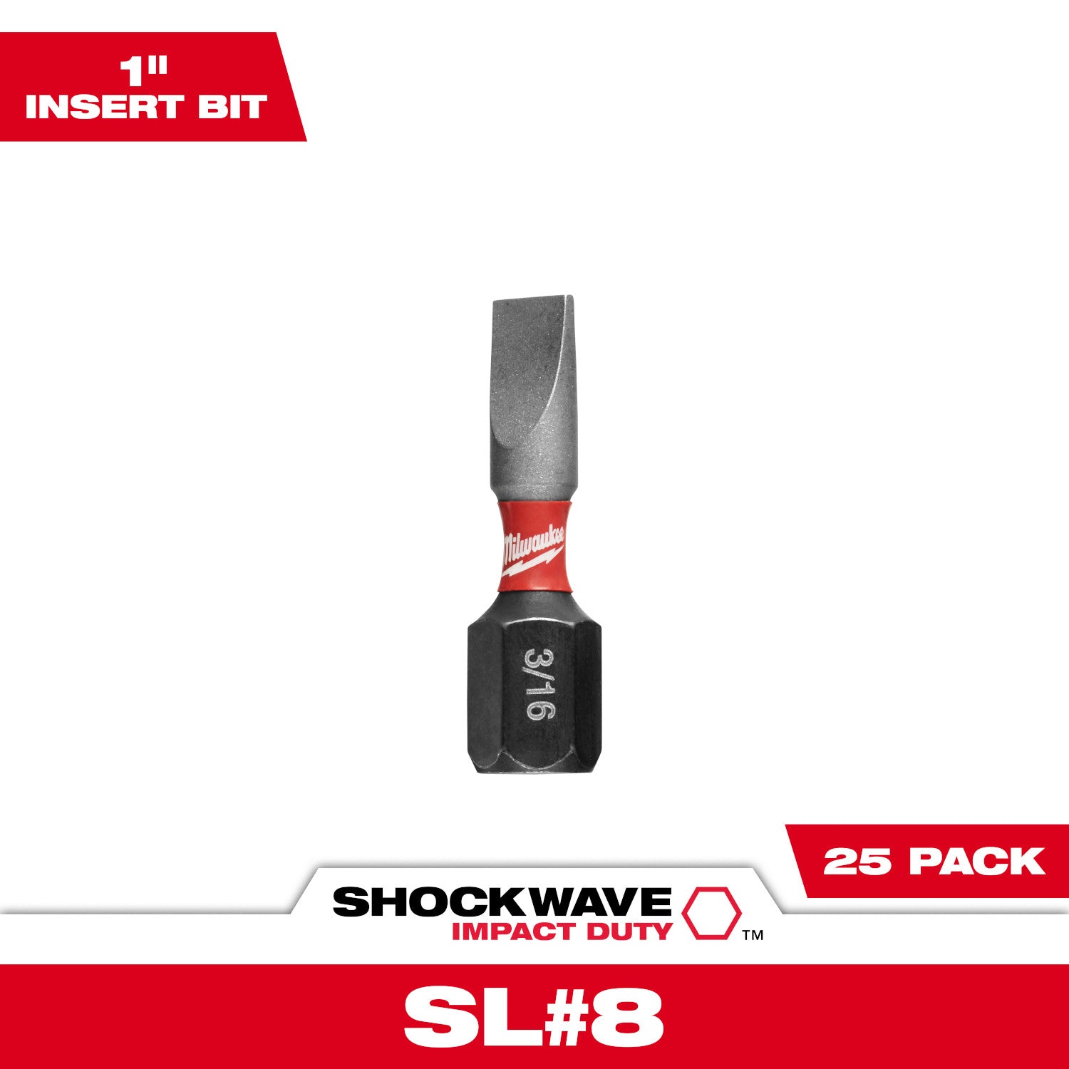 SHOCKWAVE Impact Duty 1" Slotted 3/16" Insert Bits (1 Pack)