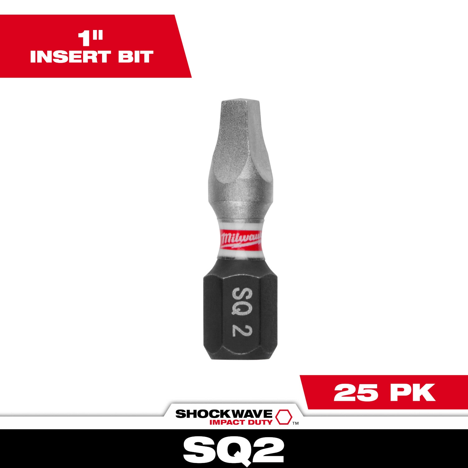 SHOCKWAVE Impact Duty 1" Square Recess #2 Insert Bits (1 Pack)