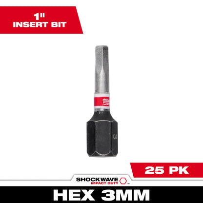 SHOCKWAVE Impact Duty 1" Hex 3 MM Insert Bits (1 Pack)