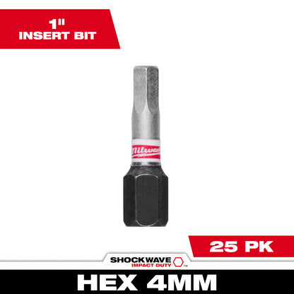 SHOCKWAVE Impact Duty 1" Hex 4 MM Insert Bits (1 Pack)