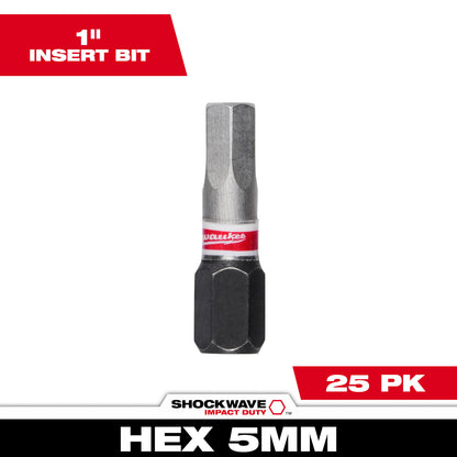 SHOCKWAVE Impact Duty 1" Hex 5 MM Insert Bits (1 Pack)