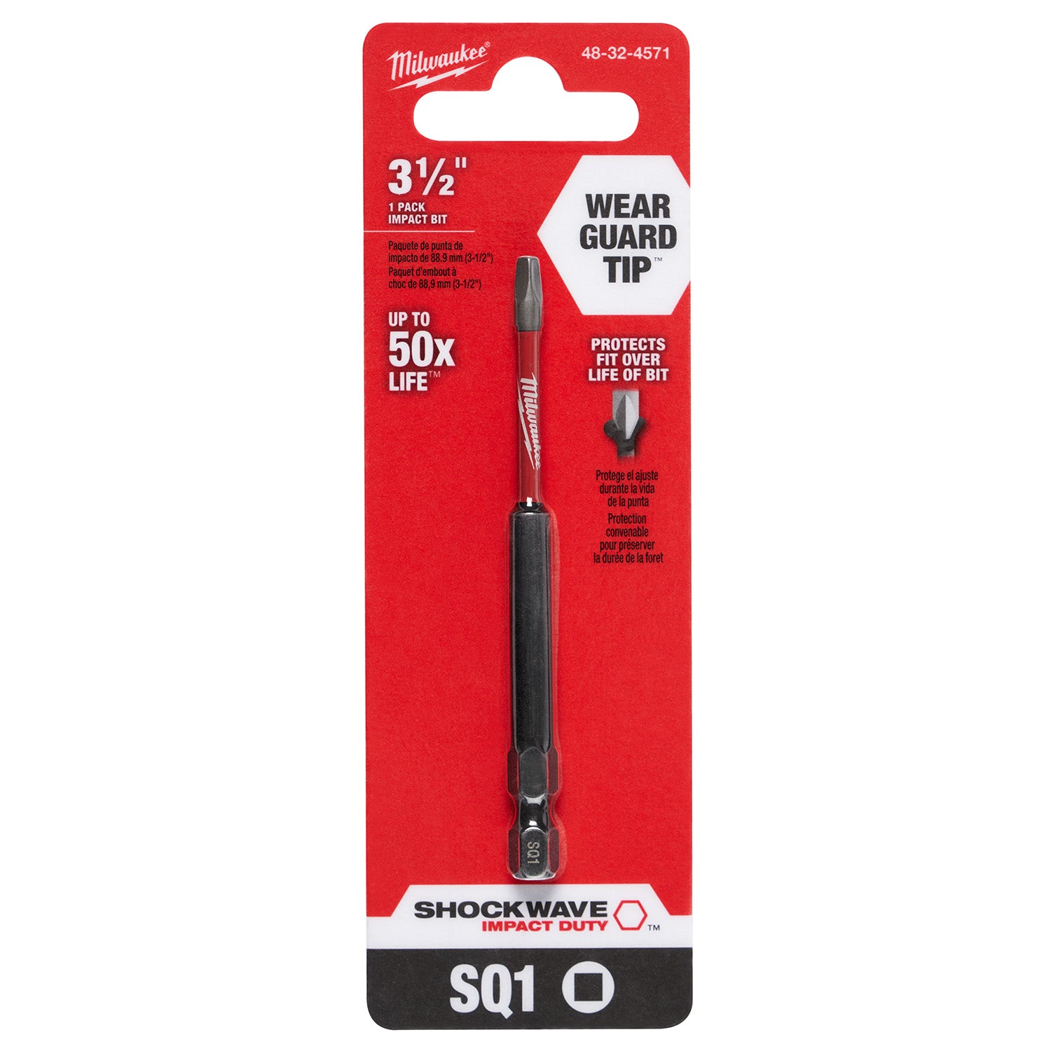 SHOCKWAVE 3-1/2” Impact Square Recss #1 Power Bit