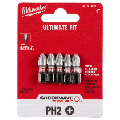 SHOCKWAVE Impact Duty 1" Phillips #2 Insert Bits - 1 Pack