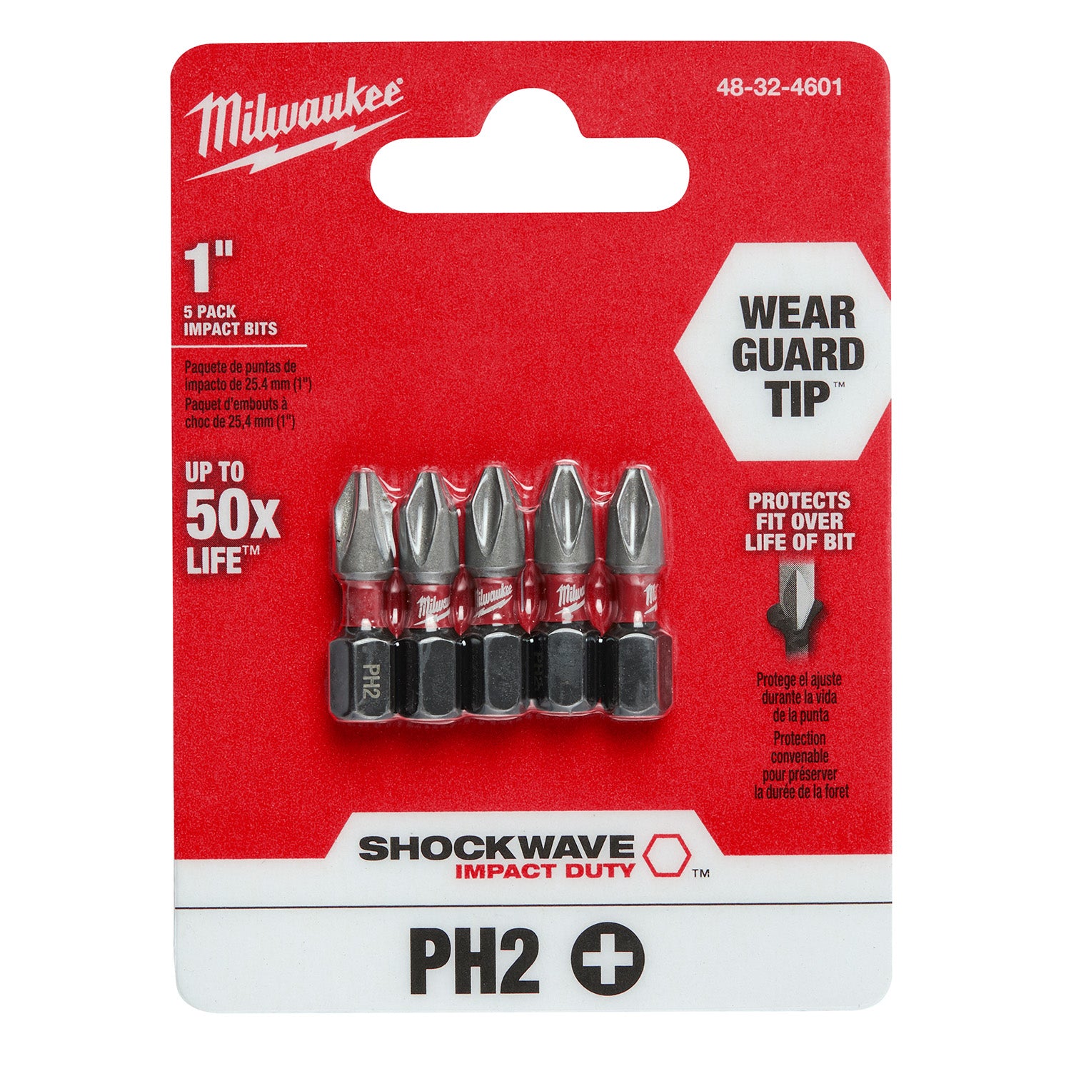 SHOCKWAVE Impact Duty 1" Phillips #2 Insert Bits - 1 Pack
