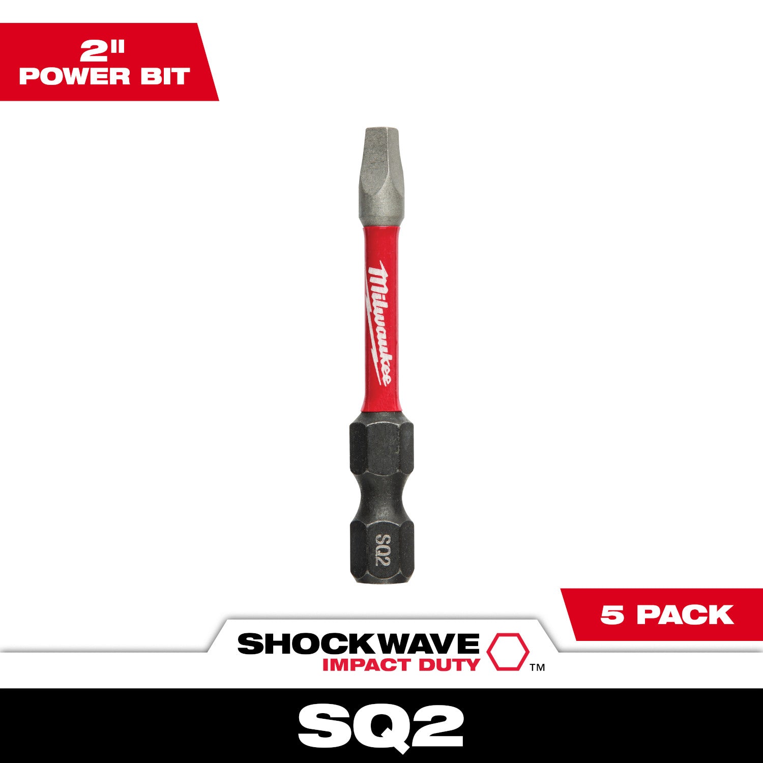 SHOCKWAVE Impact Duty 2" Square Recess #2 Power Bits - 10 Pack