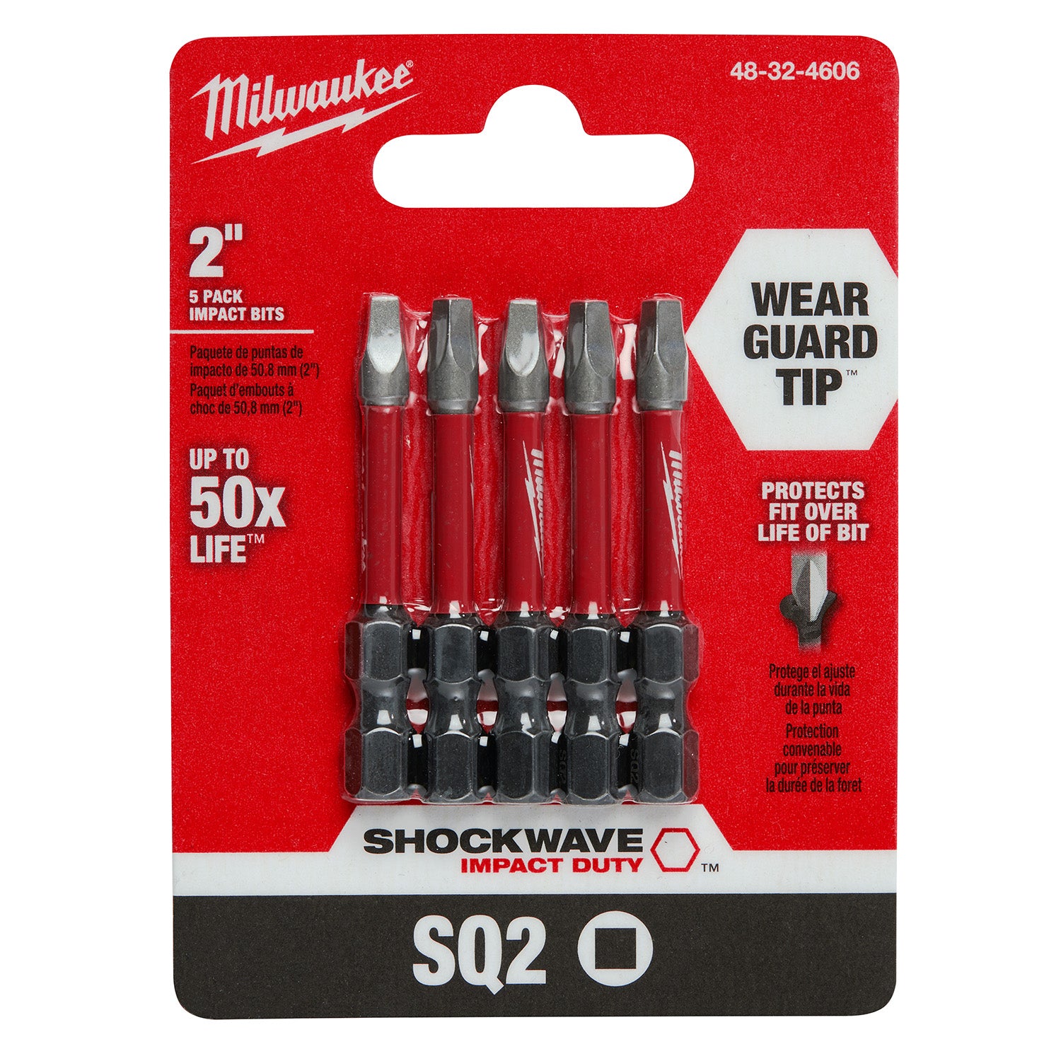 SHOCKWAVE Impact Duty 2" Square Recess #2 Power Bits - 10 Pack