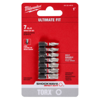 7PC SHOCKWAVE Impact Duty TORX 1" Insert Bit Set